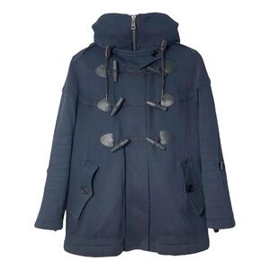Original Burberry Brit Women Navy Hooded Duffle Coat Size10 EUC